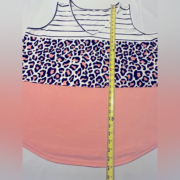 Colorblock Sleeveless V-Neck Tank Top Multicolor Plus Size 4XL (US size 22) - Picture 3 of 7